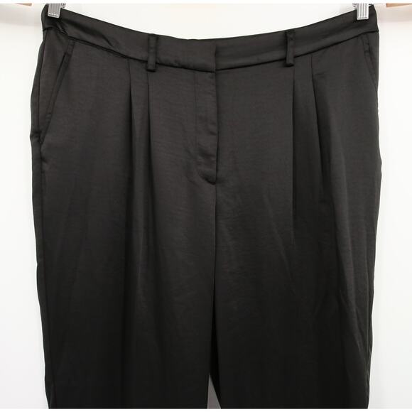 Vince Camuto Dress Pants Black Wide Leg Front Pleat Satin Trouser Pockets 16W - Picture 3 of 15